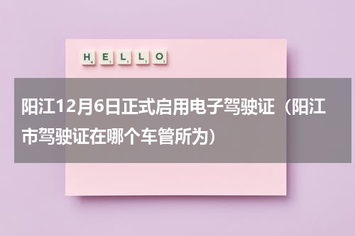 阳江12月6日正式启用电子驾驶证(阳江市驾驶证在哪个车管所为)