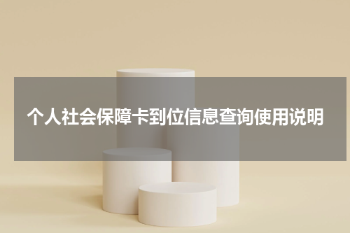 个人社会保障卡到位信息查询使用说明